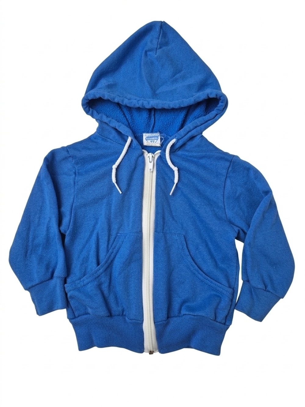 Vintage 80s Garanimals Blue Zip Up Sweatshirt Hoodie Made in USA 2T
